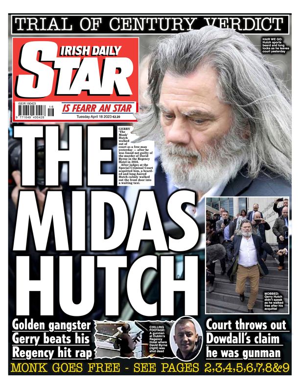 Gerry Hutch-Irish Daily Star front page dubs Gerry Hutch the 'Golden Gangster' with 'The Midas Hutch'.jpg